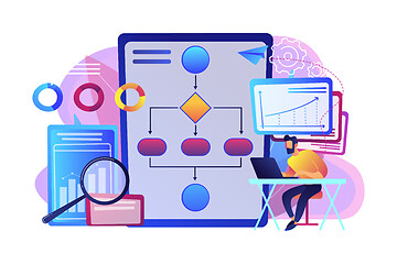 Image showing Business process automation BPA concept vector illustration.