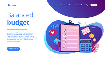 Image showing Budget planning concept landing page.