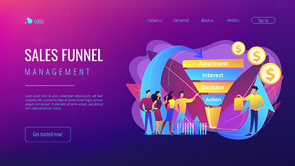 Image showing Sales funnel management concept landing page.