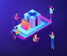 Image showing Mobile store app isometric 3D concept illustration.