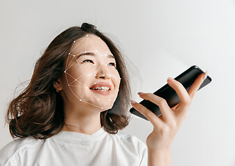 Image showing New technology of face recognition on polygonal grid