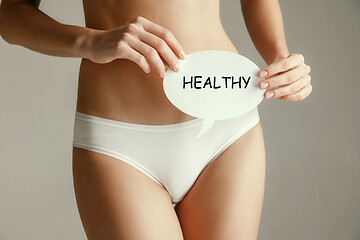 Image showing Women belly with the drawing word HEALTH