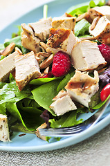 Image showing Green salad with grilled chicken