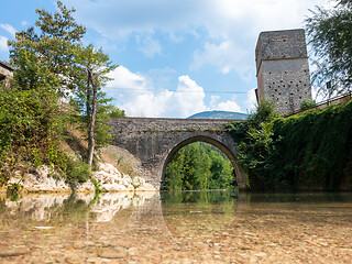 Image showing old stone bridge at Frasassi Marche Italy