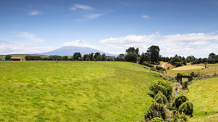 Image showing volcano Taranaki covered in clouds, New Zealand 