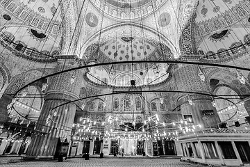 Image showing Interior of the Sultanahmet Blue Mosque in Istanbul, Turkey.