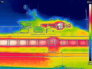 Image showing Detecting Heat Loss Outside anchored luxury private motor yacht 