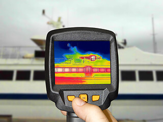 Image showing Recording Heat Loss Outside anchored luxury private motor yacht 