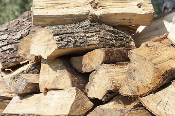 Image showing woodpile closeup