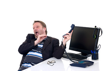 Image showing Businessman on desk 