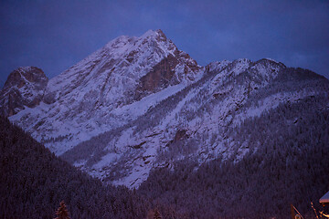 Image showing mountain village in alps  at night