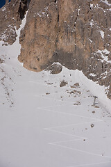 Image showing touring ski tracks in snow