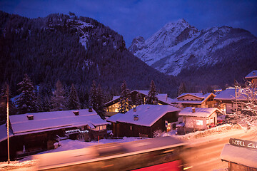 Image showing mountain village in alps  at night