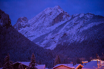 Image showing mountain village in alps  at night