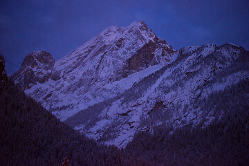 Image showing mountain village in alps  at night