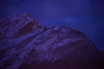 Image showing mountain village in alps  at night