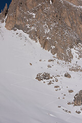 Image showing touring ski tracks in snow