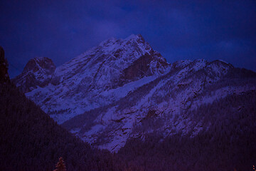 Image showing mountain village in alps  at night