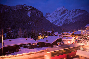 Image showing mountain village in alps  at night