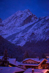 Image showing mountain village in alps  at night