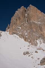 Image showing touring ski tracks in snow