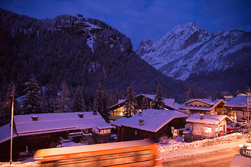 Image showing mountain village in alps  at night