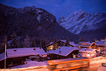 Image showing mountain village in alps  at night