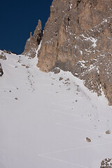 Image showing touring ski tracks in snow