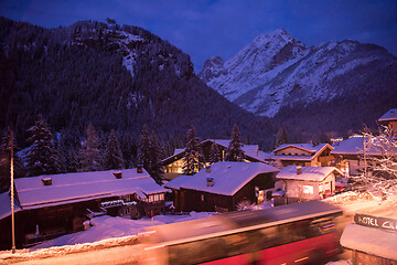 Image showing mountain village in alps  at night