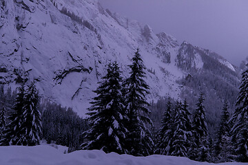 Image showing mountain village in alps  at night