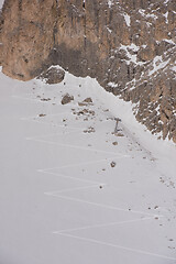 Image showing touring ski tracks in snow