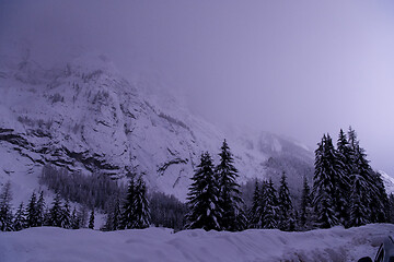 Image showing mountain village in alps  at night