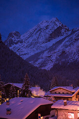 Image showing mountain village in alps  at night