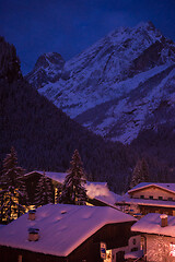 Image showing mountain village in alps  at night