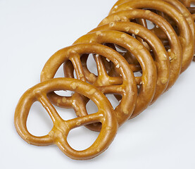 Image showing small lye pretzels closeup