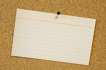 Image showing sticky note card pinned to cork background