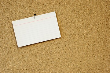 Image showing sticky note card pinned to cork background