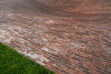 Image showing concave red brick platform
