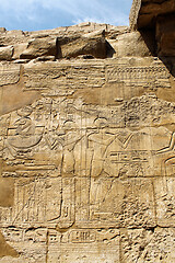 Image showing Ancient stone wall with Egyptian hieroglyphs