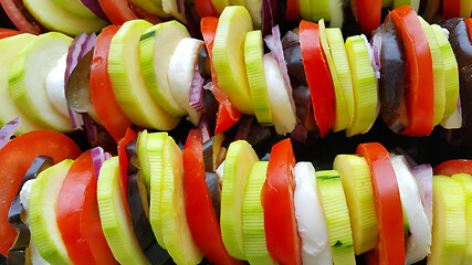 Image showing Cut vegetables cooked for baking, food background