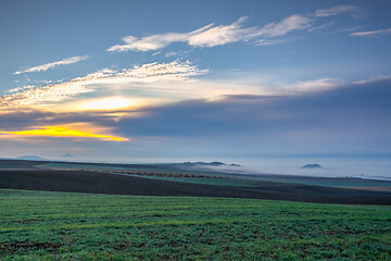 Image showing Landscape covered with fog in Central Bohemian Uplands, Czech Re