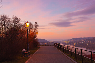 Image showing Very early morning in the Vysehrad park., Prague, Czech Republic