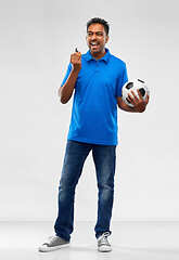 Image showing indian football coach with soccer ball and whistle