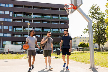 Image showing group of male friends going to play basketball