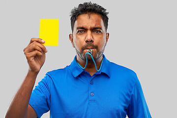 Image showing indian referee whistling and showing yellow card