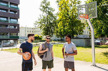 Image showing group of male friends going to play basketball