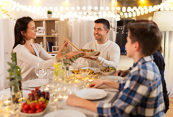 Image showing happy family having dinner party at home