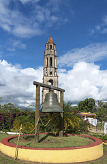 Image showing Manaca Iznaga Tower and bell in Valley of the Sugar Mills