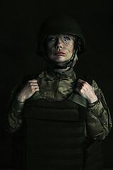 Image showing Portrait of young female soldier