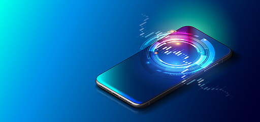 Image showing Modern Mobile Cell Phone on Colorful Background.